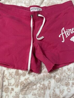 Aeropostale Bright Pink Cotton Drawstring Lounge Shorts